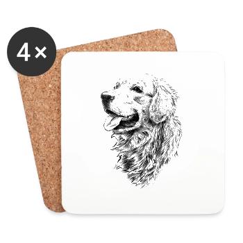 Golden Retriever Hund Zeichnung - Untersetzer (4er-Set) - Weiß - Vorne