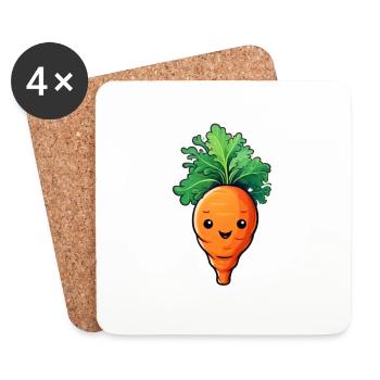 Carrot Carrot Kawai - Coasters (set of 4) - white - Front