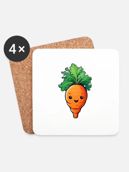 Carrot Carrot Kawai - Coasters (set of 4) - white
