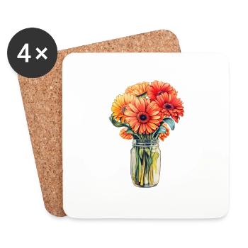 Gerbera Daisies - Untersetzer (4er-Set) - Weiß - Vorne