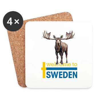 Sweden Swedish moose best animal antlers deer deer - Coasters (set of 4) - white - Front
