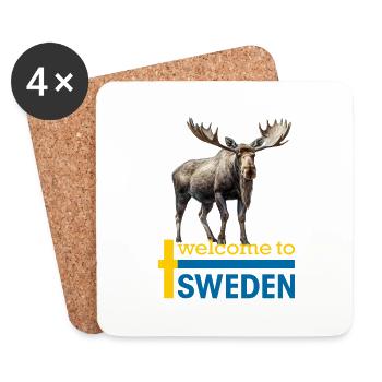Sweden Swedish moose best animal antlers deer deer - Coasters (set of 4) - white - Front