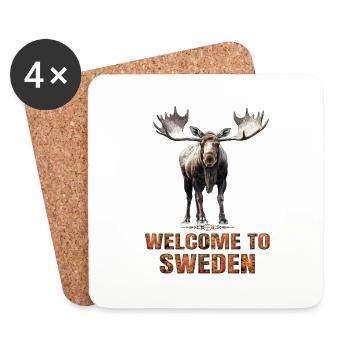 Sweden Swedish moose best animal antlers deer deer - Coasters (set of 4) - white - Front