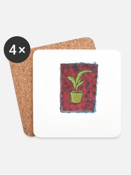 Dracaena Pflanze - Untersetzer (4er-Set) - Weiß