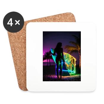 Lion Surfer - Untersetzer (4er-Set) - Weiß - Vorne