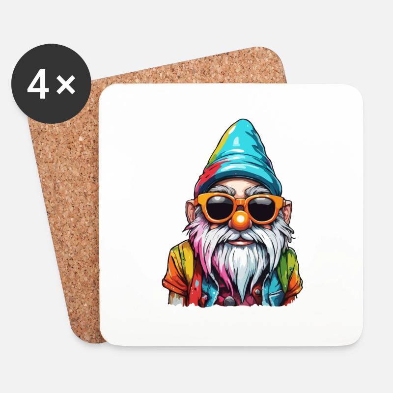 Gartenzwerg / Märchenland / Kobold / Gnom / Logo - Untersetzer (4er-Set) - Weiß