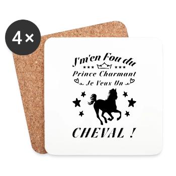 I don't give a damn about Prince Charming, I want a horse - Coasters (set of 4) - white - Front