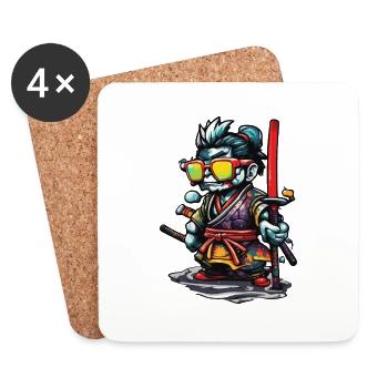 Samurai / Japanese / Harakiri / Katana / Man - Coasters (set of 4) - white - Front