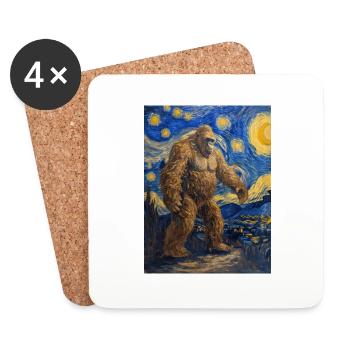 Bigfoot, Big Foot, Van Gogh, Nuit étoilée - Dessous de verre (lot de 4) - blanc - Devant