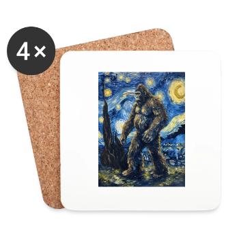 Bigfoot, Big Foot, Van Gogh, Nuit étoilée - Dessous de verre (lot de 4) - blanc - Devant