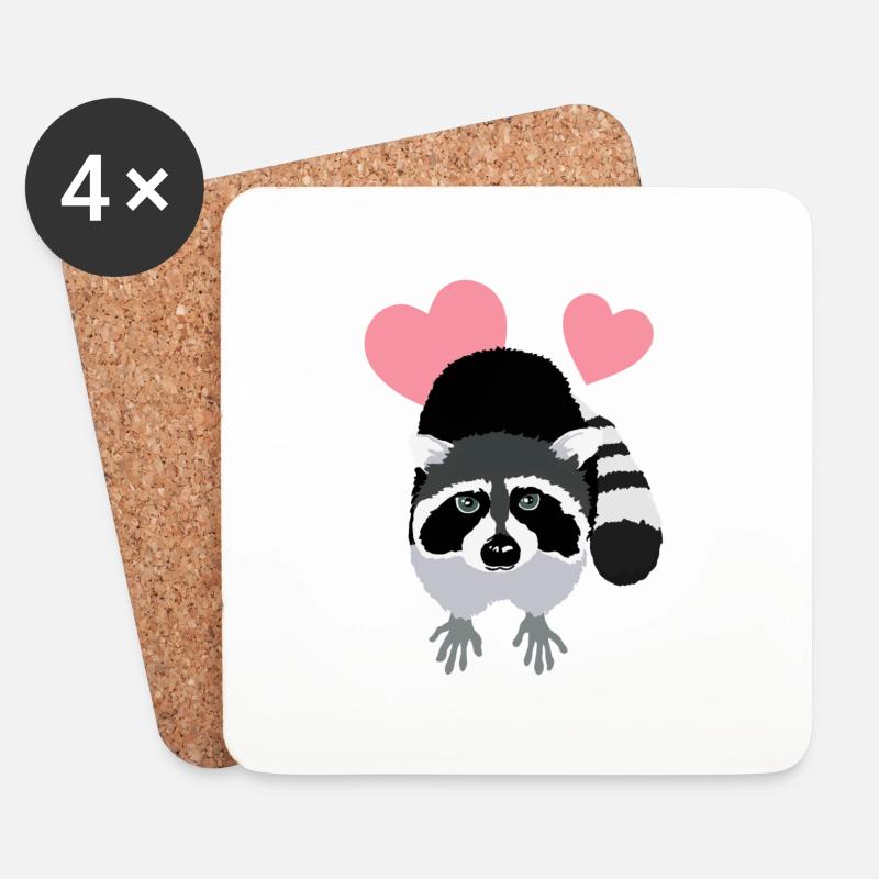 Waschbär-Liebe - Untersetzer (4er-Set) - Weiß