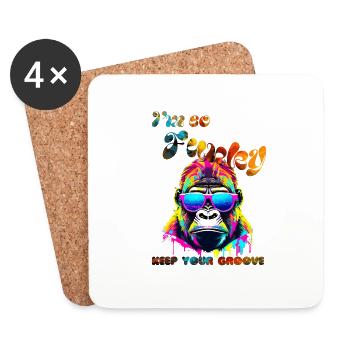 I'm so Funky. keep your groove. Gorille - Dessous de verre (lot de 4) - blanc - Devant