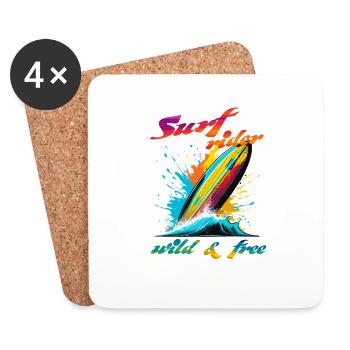 Surf rider. Wild & Free - Coasters (set of 4) - white - Front