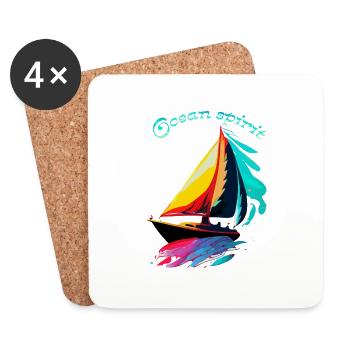 Ocean spirit. Voilier - Dessous de verre (lot de 4) - blanc - Devant