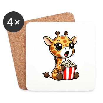 Eine Süße Giraffe isst Popcorn - Untersetzer (4er-Set) - Weiß - Vorne