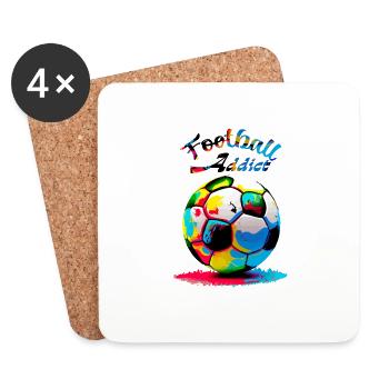 Football addict - Dessous de verre (lot de 4) - blanc - Devant