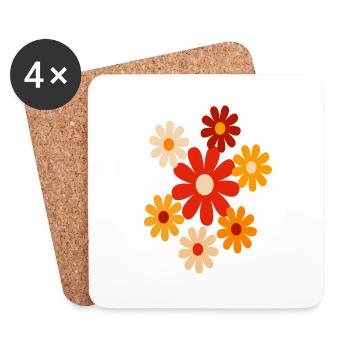 Colorful Flowers - Coasters (set of 4) - white - Front