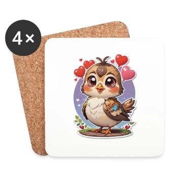 Bird Sweet Hearts - Coasters (set of 4) - white - Front
