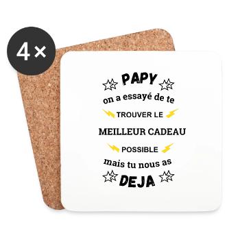 Papy, Meilleur Cadeau De Fête Des Pères - Dessous de verre (lot de 4) - blanc - Devant