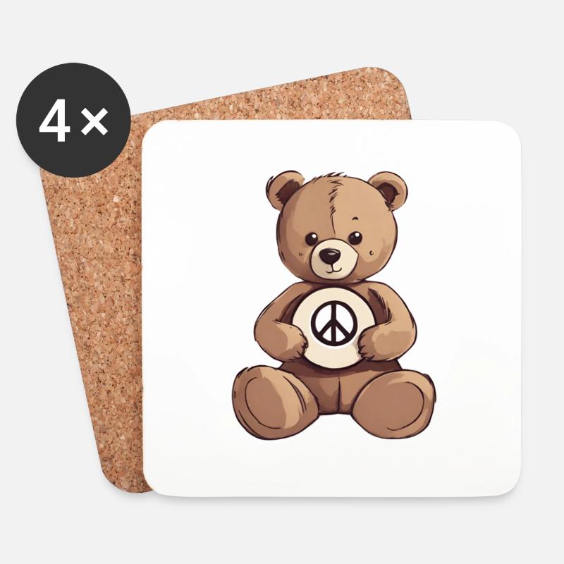 Teddybär - Untersetzer (4er-Set) - Weiß