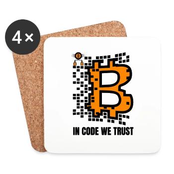 Bitcoin Krypto Kryptowährung Geschenkidee Crypto - Untersetzer (4er-Set) - Weiß - Vorne