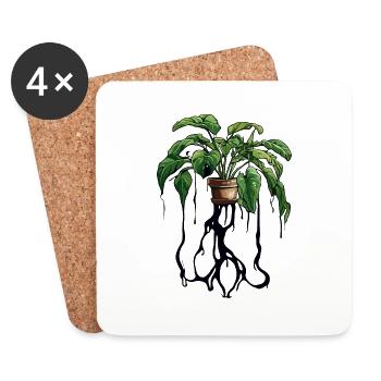 Houseplant / Potted Plant / Decoration / Pot - Coasters (set of 4) - white - Front