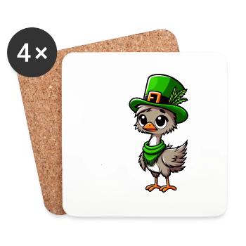 St. Patrick's Emu & Maine Coon - Coasters (set of 4) - white - Front