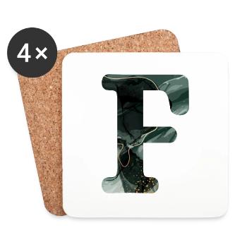 Letter f marbled green - Coasters (set of 4) - white - Front