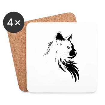 cat, cat motif, cute, gift, gift ideas - Coasters (set of 4) - white - Front