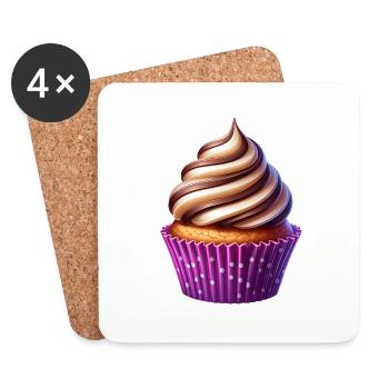 Vanilla and Chocolate Cupcake - Coasters (set of 4) - white - Front