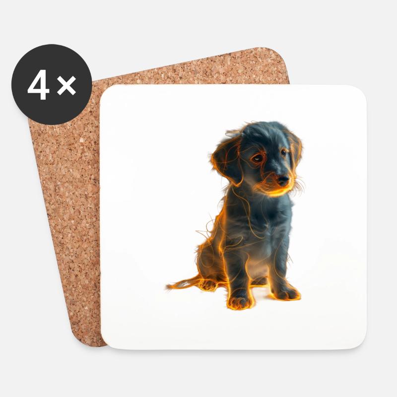 Cute Puppy with Glowing Lines V3 - Untersetzer (4er-Set) - Weiß