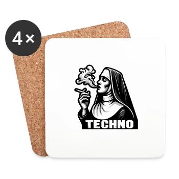 Renaissance Beats : T-shirt techno Smoking Nun - Dessous de verre (lot de 4) - blanc - Devant