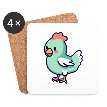Poulet - Dessous de verre (lot de 4) - blanc - Devant