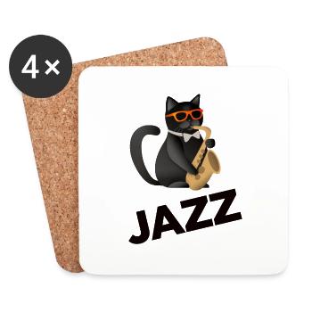 Jazz Cat Sax - Coasters (set of 4) - white - Front