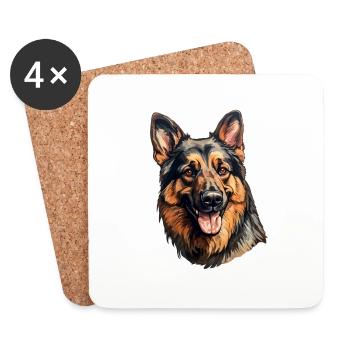 Deutscher Schäferhund künstlerisch - Untersetzer (4er-Set) - Weiß - Vorne