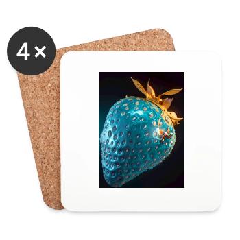 Erdbeere, technisch, Hightech, illustration, blau - Untersetzer (4er-Set) - Weiß - Vorne