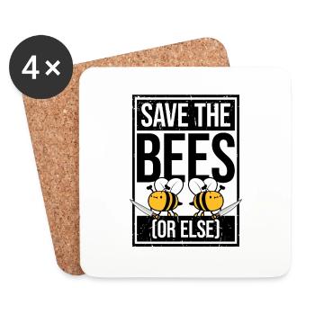 Sauvez les abeilles ou bien couteau amusant abeille mignonne apiculteur - Dessous de verre (lot de 4) - blanc - Devant