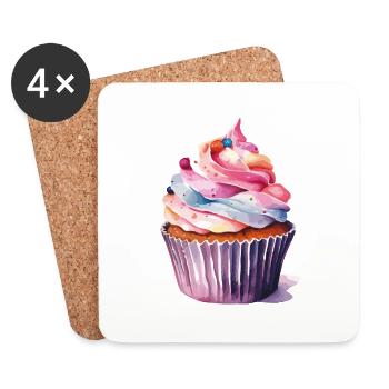 Petit gâteau 2 - Dessous de verre (lot de 4) - blanc - Devant