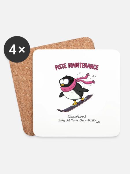 Pistenpinguin: Der Pisten-Shredder-Buddy - Untersetzer (4er-Set) - Weiß