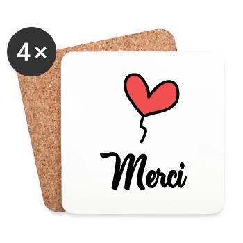 MERCI. MAÎTRESSE. MAÎTRE - Dessous de verre (lot de 4) - blanc - Devant
