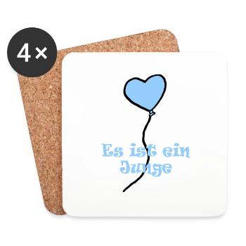 Blue Balloon Boy Gender Baby Child - Coasters (set of 4) - white - Front