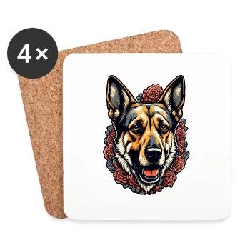 Dog / Animal / Pet / Furry / German Shepherd - Coasters (set of 4) - white - Front