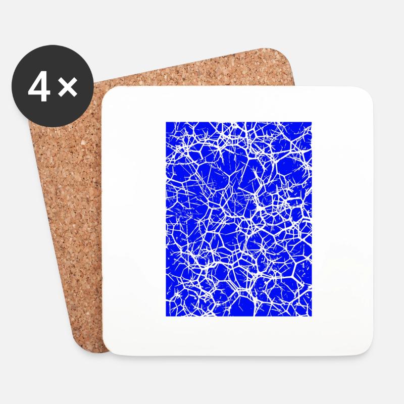 blaues Dornenmuster - Untersetzer (4er-Set) - Weiß