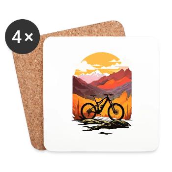 Cycling, Bike, Mountain, Vacation, Summer, Holidays, Vacation, Mount - Coasters (set of 4) - white - Front
