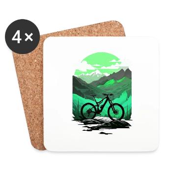 Cycling, Bike, Mountain, Vacation, Summer, Holidays, Vacation, Mount - Coasters (set of 4) - white - Front