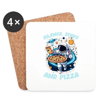Silence Stars & Pizza - Untersetzer (4er-Set) - Weiß - Vorne