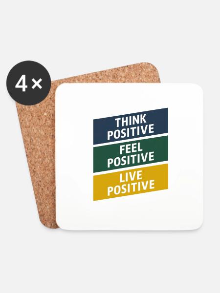 Positiver Dreiklang: Denken, Fühlen und Leben - Untersetzer (4er-Set) - Weiß