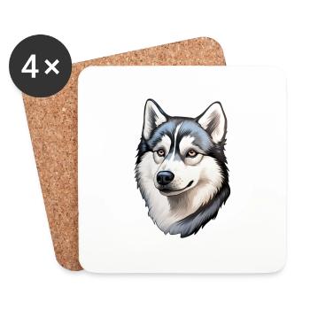 Siberian Husky Head - Coasters (set of 4) - white - Front