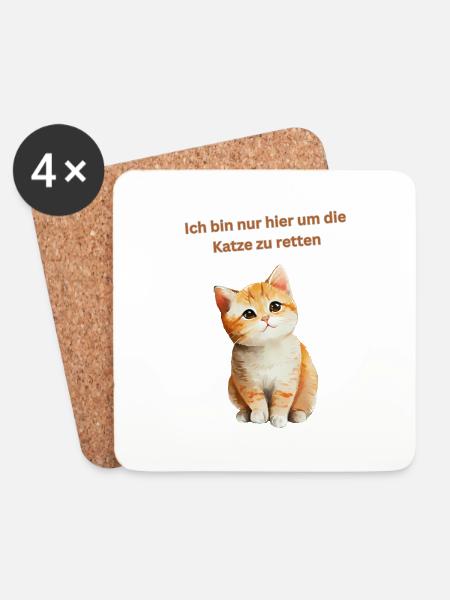 Ich bin nur hier um die Katze zu retten - Untersetzer (4er-Set) - Weiß
