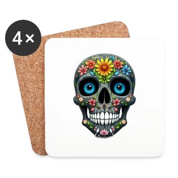 human skull made of cute avatar - Coasters (set of 4) - white - Front